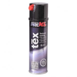 Can of ProXL Tex textured black coating spray with red nozzle.